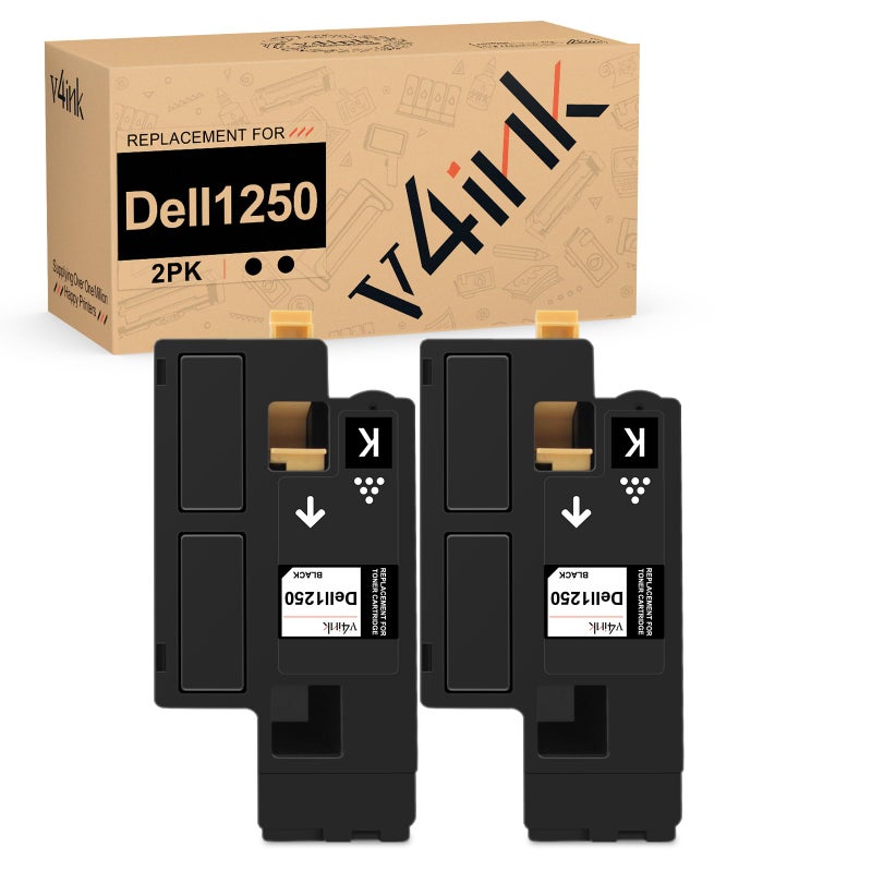 v4ink Compatible Toner Replacement for Dell 1250 810WH (2-Pack Black) Toner Cartridge High Yield for Dell 1250c Dell C1760nw 1350cnw 1355cn 1355cnw C1765nf C1765nfw Printer - Image 1